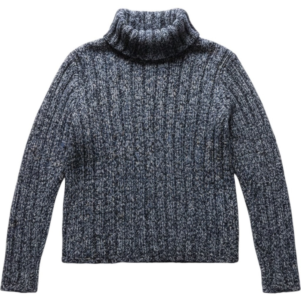Dressbarn Turtleneck Sweater Womens M Blue Marled Ribbed Knit Long Sleeve